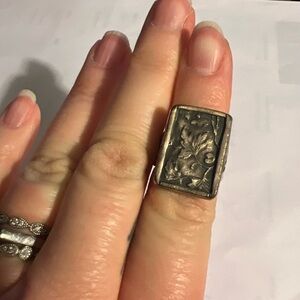 Silpada Silver Statement Ring with Textured Design